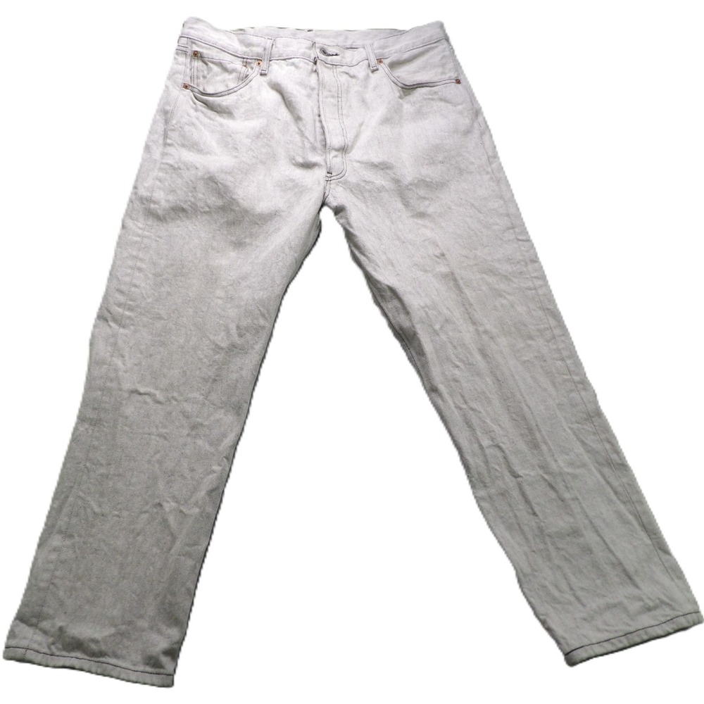 Levi 501XX Jeans Straight Cotton Men W38xL30 Gray Denim Pants Button Fly Casual